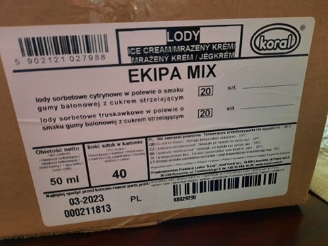 Zdjęcie oferty: Lody EKIPA koral MIX 10szt