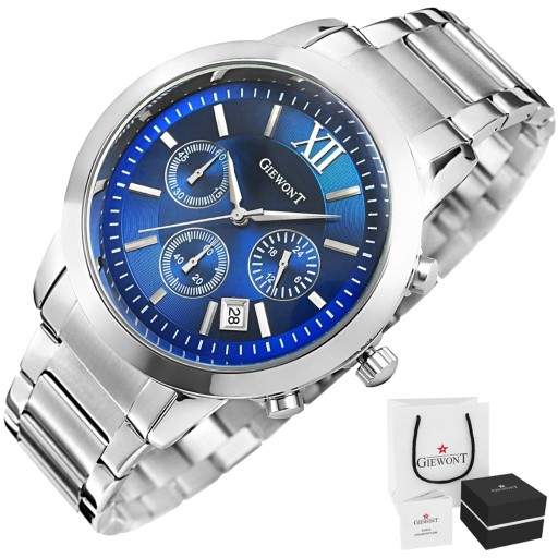 Zdjęcie oferty: Zegarek męski srebrny Giewont Bransoleta niebieski