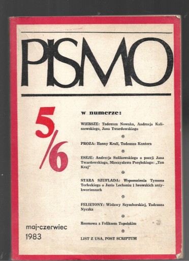 Zdjęcie oferty: PISMO 5-6/1983 maj czerwiec