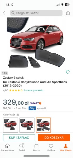 Zdjęcie oferty: Zasłonki Audi a3 8v sportback 2012-2020
