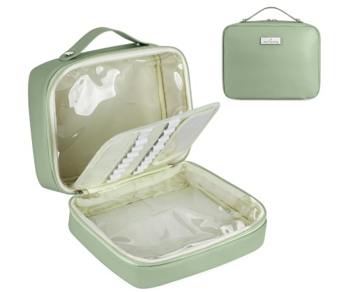 Zdjęcie oferty: Kosmetyczka Damska Podróżna Duża Z Kieszenią Na Pędzle Zielona Matcha