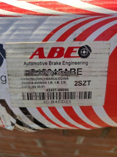 Zdjęcie oferty: Tarcze hamulcowe tył ABE Avensis 08-13 42431-05030