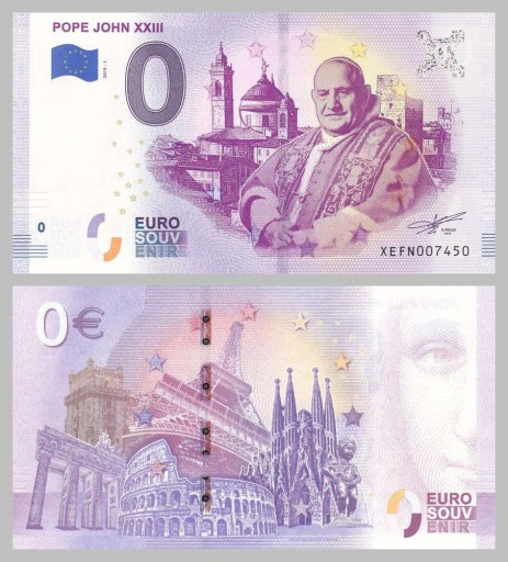 Zdjęcie oferty: Banknot 0 euro papież Jan XXIII UNIKAT na allegro
