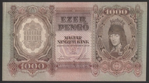 Zdjęcie oferty: Węgry 1000 pengo 1943 - F072 - stan 2