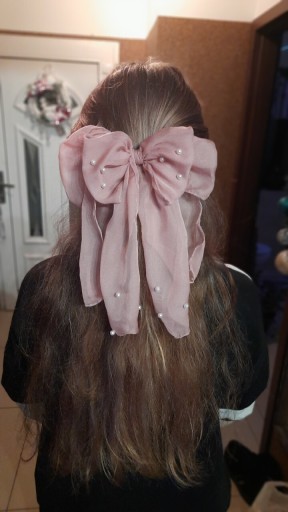 Zdjęcie oferty: Kokarda spinka do włosów roz z perełkami