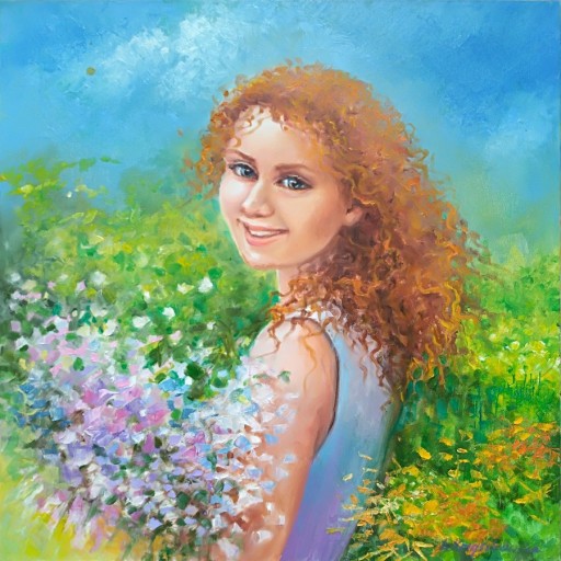 Zdjęcie oferty: WIOSNA -dziewczyna z bukietem kwiatów
