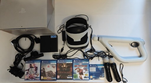 Zdjęcie oferty: PS VR + AIM CONTROLER + 2X MOVE + KAMERA V2 + ADAPTER PS5 + GRY + KABLE 
