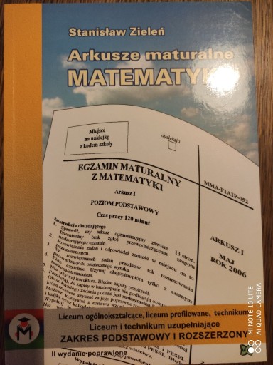 Zdjęcie oferty: MATEMATYKA arkusze maturalne - Stanisław Zieleń