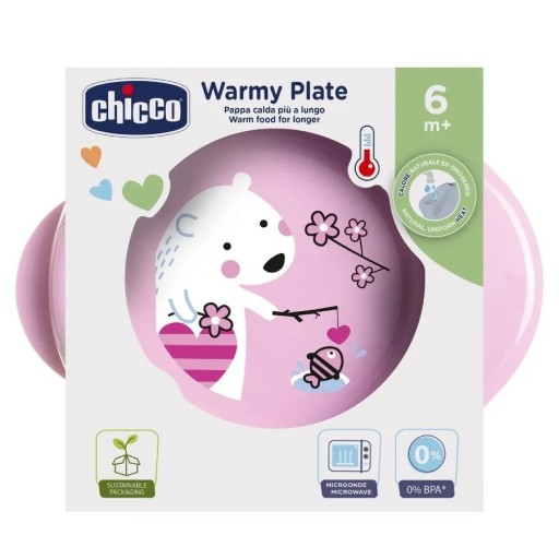 Zdjęcie oferty: Chicco, talerz podgrzewany, różowy, 6m+