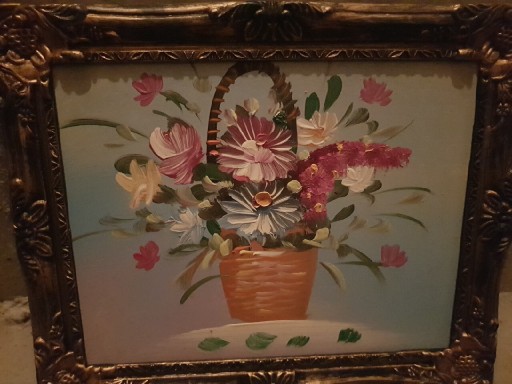 Zdjęcie oferty: Obrazek olejny kwiatek 23cm na 32cm
