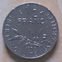 Zdjęcie oferty: 1/2 franc 1996 r. Francja