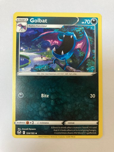 Zdjęcie oferty: Pokemon TCG karta Golbat (SIT 104) 104/195