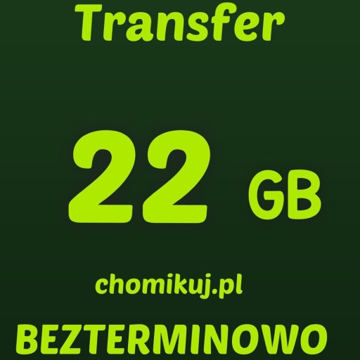 Zdjęcie oferty: TRANSFER 22 GB BEZTERMINOWO! NA CHOMIKUJ