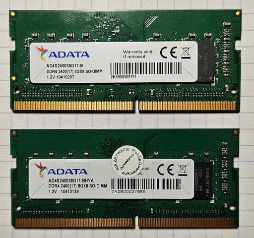 Zdjęcie oferty: Pamięć RAM DDR4 Adata AD4S240038G17-B 8 GB  2 SZT.