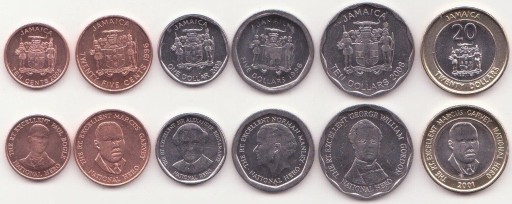 Zdjęcie oferty: Jamaica - Set 6 Coins 10 25 Cents 1 5 10 20 Dollar