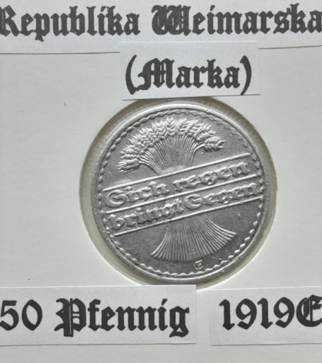 Zdjęcie oferty: Niemcy  WEIMAR - 50 Pfennig 1919  E