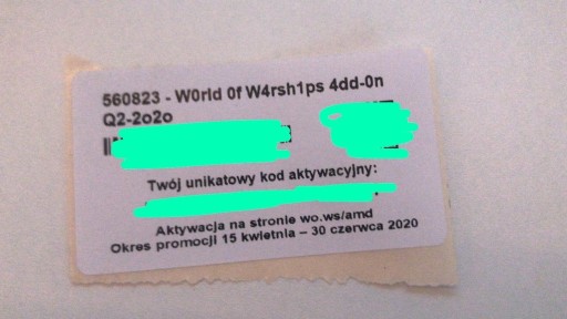 Zdjęcie oferty: War of warship KOD AMD