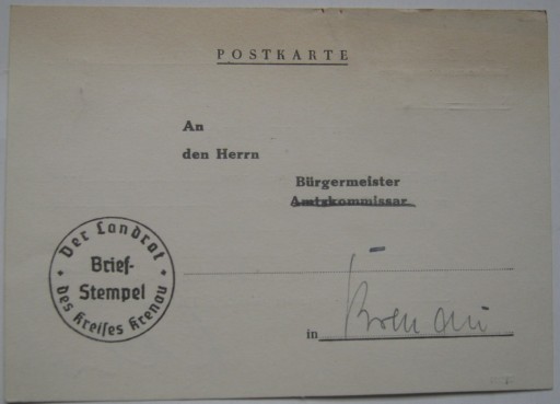 Zdjęcie oferty: Chrzanów Krenau pocztówka starosty Landrat 1944 r 