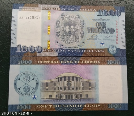 Zdjęcie oferty: LIBERIA  1000 DOLARÓW 2022  UNC