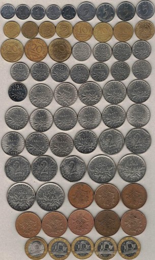 Zdjęcie oferty: Francja 1-20 centymów, 1/2 - 10 franków  na sztuki