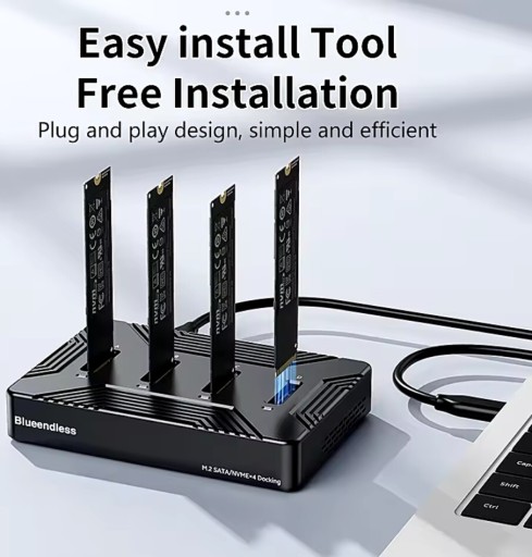 Zdjęcie oferty: Blueendless 4-bay 32TB stacja dokująca do SSD M.2 NVMe+M.2 SATA USB Type-C