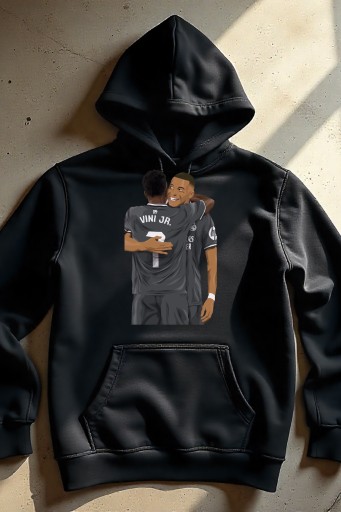 Zdjęcie oferty: Męska Czarna Bluza M Kylian Mbappe i Vini Jr