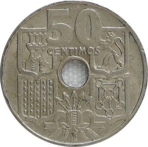 Zdjęcie oferty: Hiszpania 50 centimos 1952, KM#777