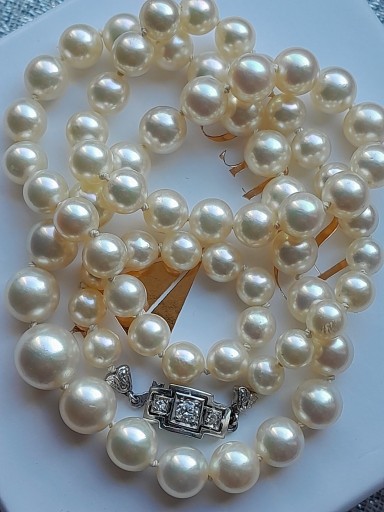 Zdjęcie oferty: Retro Naszyjnik Art Deco Złoto 585 Diamenty Perły