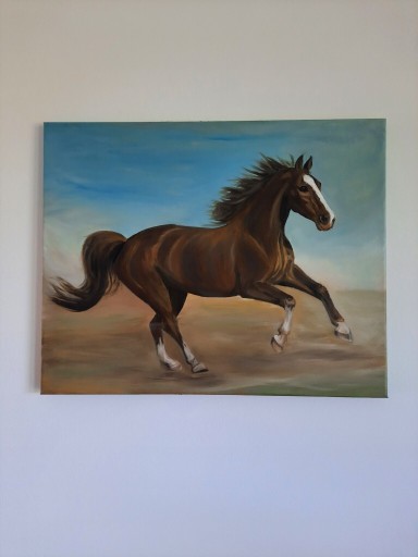 Zdjęcie oferty: Obraz olejny na płótnie koń Wolność 30x40cm