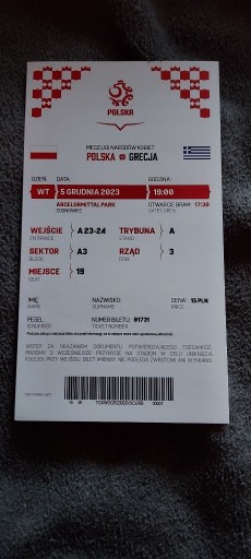 Zdjęcie oferty: Bilet Kolekcjonerski Polska - Grecja