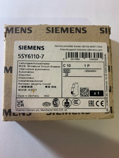 Zdjęcie oferty: Wyłącznik nadprądowy C10 SIEMENS 5SY6110-7