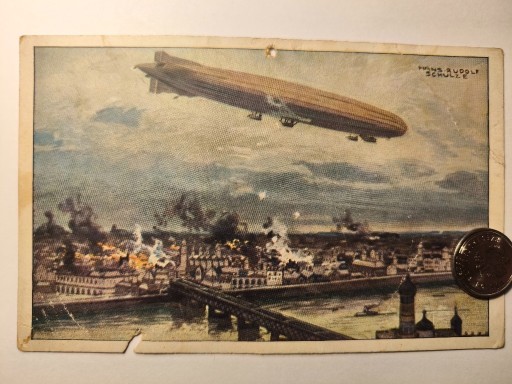 Zdjęcie oferty: Stara pocztówka zagraniczna balon sterowiec