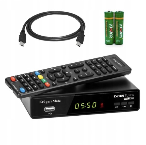 Zdjęcie oferty: Tuner DVB-T2 Kruger&matz KM0550B + kabel HDMI