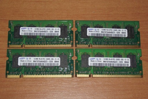 Zdjęcie oferty: Pamięć lapt. Samsung 2GB (4x 512MB) DDR2 667MHz