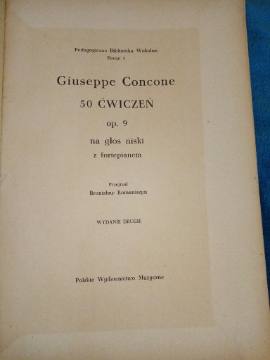 Zdjęcie oferty: Ćwiczenia na głos niski G. Concone 1956 r.