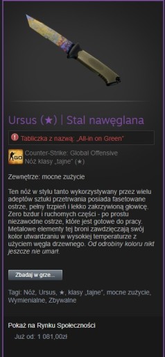 Zdjęcie oferty: Ursus  | Stal nawęglana Zewnętrze: mocne zużyci