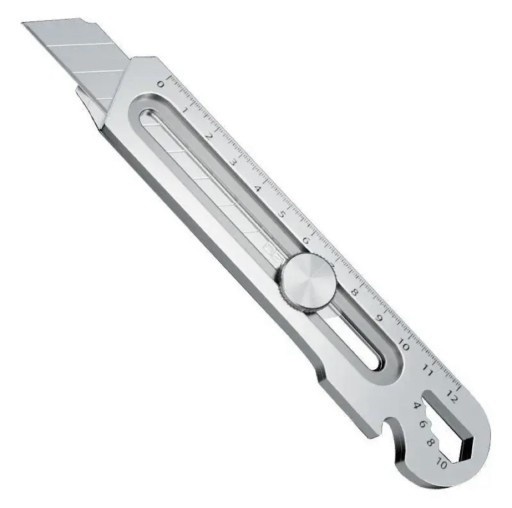 Zdjęcie oferty: Nóż metalowy na ostrza łamane 18mm miarka klucz otwieracz masywny solidny