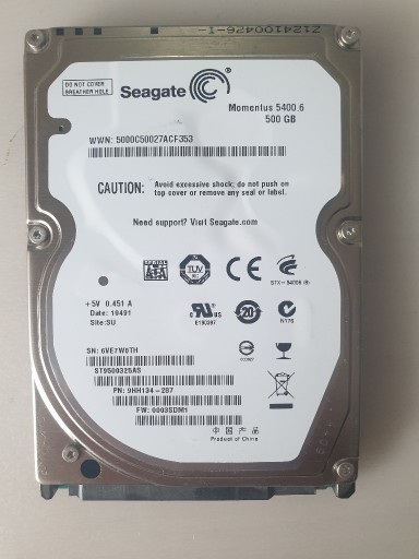 Zdjęcie oferty: Dysk twardy Seagate 500GB 2,5' uszkodzony