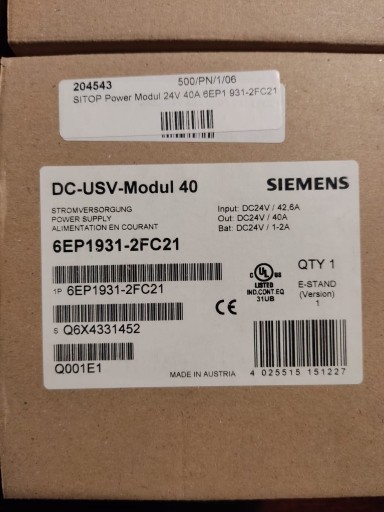 Zdjęcie oferty: Siemens zasilacz 6EP1931-2FC21