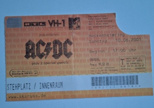 Zdjęcie oferty: Bilet z koncertu ACDC z 2001 roku