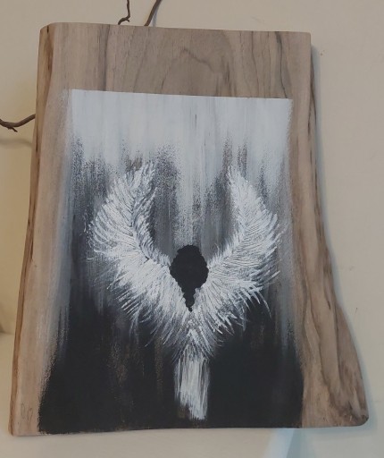 Zdjęcie oferty: Anioł na drewnie, rękodzieło skrzydła 