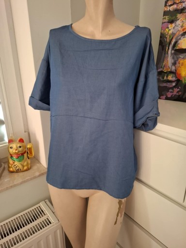 Zdjęcie oferty: XL 42 niebieska bluzka z krótki rękawem krótki rękaw bluzeczka koszulka top