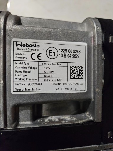 Zdjęcie oferty: Webasto Thermo Top Evo Diesel VW 5Q0515005 AD