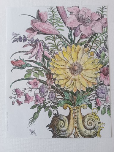 Zdjęcie oferty: Rysunek kolorowanka kredkami kwiatów 22x28,5cm