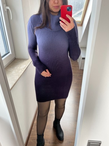 Zdjęcie oferty: Sukienka Swetrowa na jesień zimę Fioletowe Ombre, Golf Rozmiar S/M Y2K