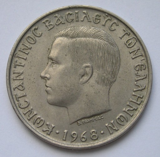Zdjęcie oferty: Grecja 10 drachm 1968 - Konstantyn - stan 2