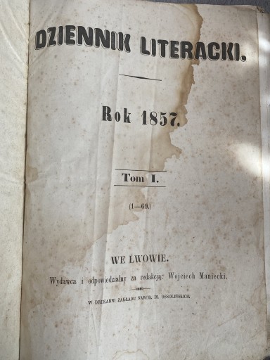 Zdjęcie oferty: Dziennik Literacki T. 1857