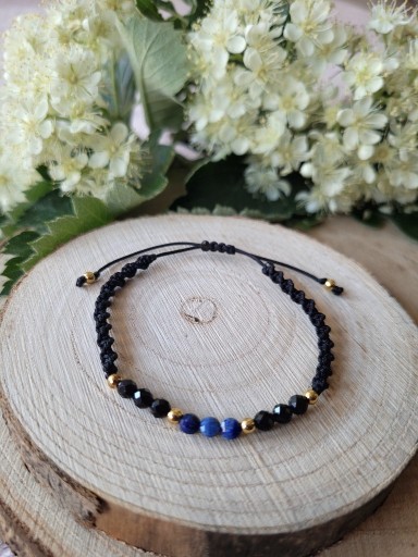 Zdjęcie oferty: Bransoletka na sznurku spinel i lapis lazuli 