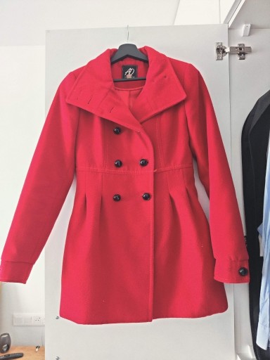 Zdjęcie oferty: Płaszcz wełniany ocieplany czerwony S