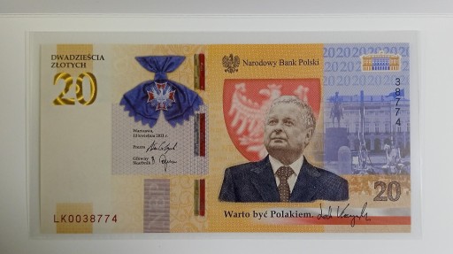 Zdjęcie oferty: Polska 20 złotych 2021 UNC Lech Kaczyński